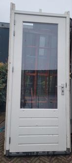 Mooie hardhouten buitendeur inclusief kozijn!, Gebruikt, Deurkozijn, Inclusief glas, 225 cm of meer