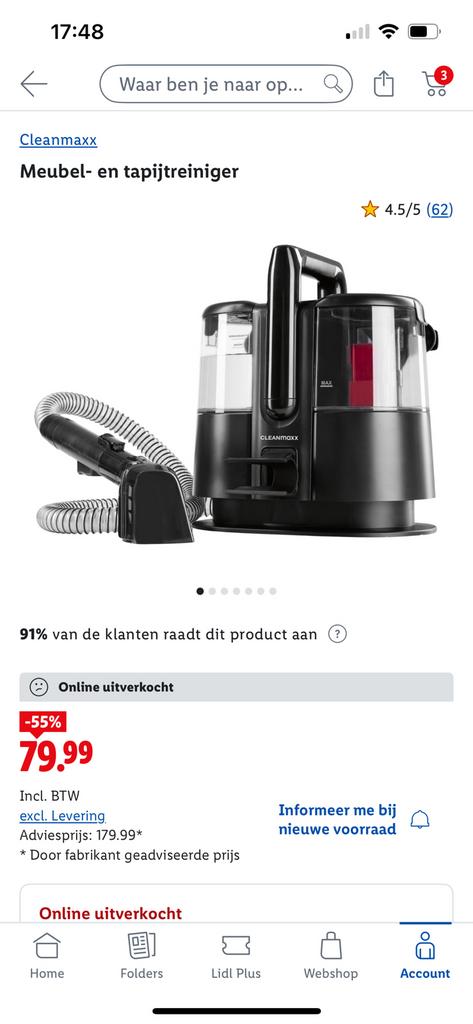 Tapijt- en meubelreiniger, Ophalen, Overige typen