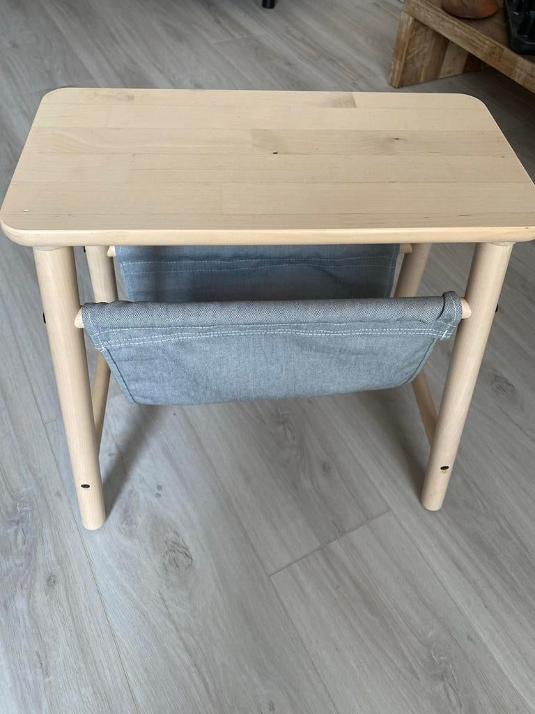 Ikea Vilto bijzettafel nachtkastje berken, Huis en Inrichting, Minder dan 55 cm, Zo goed als nieuw, Rechthoekig, Hout