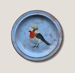 Handgeschilderd bord met roodborstje, Antiek en Kunst, Ophalen of Verzenden