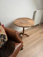 Rustieke houten wijntafel - Bijzettafel, Huis en Inrichting, Ophalen, Gebruikt, Rond, 55 tot 75 cm
