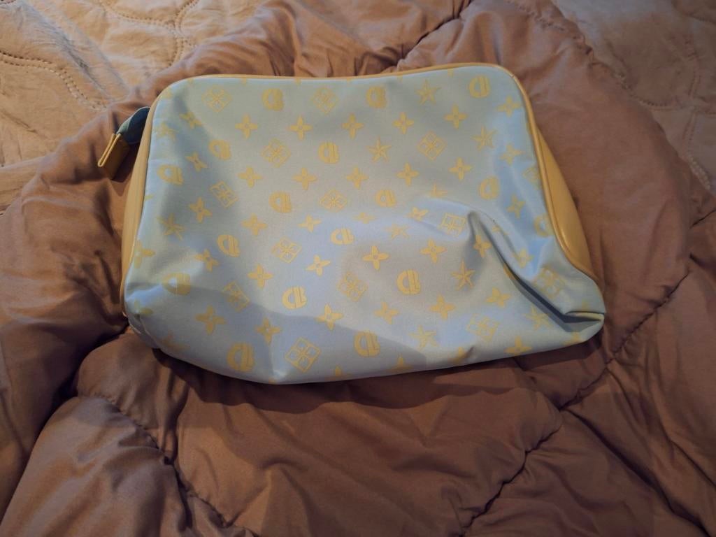 Lichtblauwe toilettas met patroon, Ophalen of Verzenden, Gebruikt, Blauw, Dame