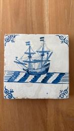 17e eeuws Delfts blauwe scheepstegel, Ophalen of Verzenden