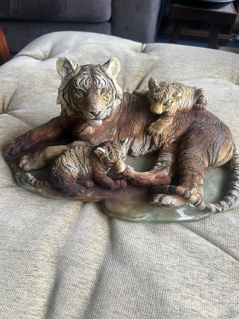 Vintage Jaren '80 Tijger met Jonkies Polyester., Verzamelen, Ophalen of Verzenden, Gebruikt, Dier