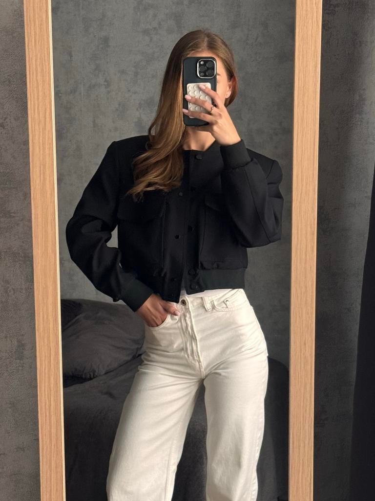 Zwart bomberjack, Ophalen of Verzenden, Gedragen, Maat 34 (XS) of kleiner, Zwart