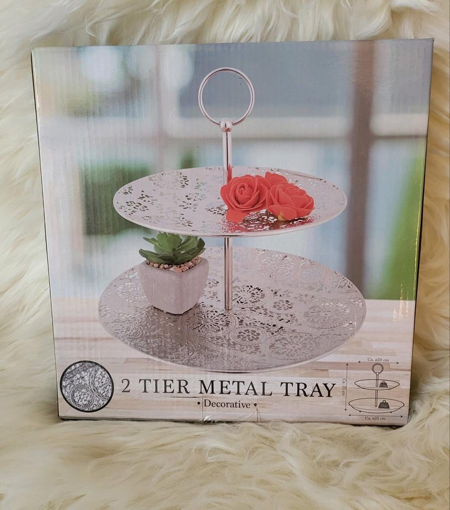 2-laags metalen etagère voor gebak en decoratie, Huis en Inrichting, Ophalen of Verzenden, Nieuw