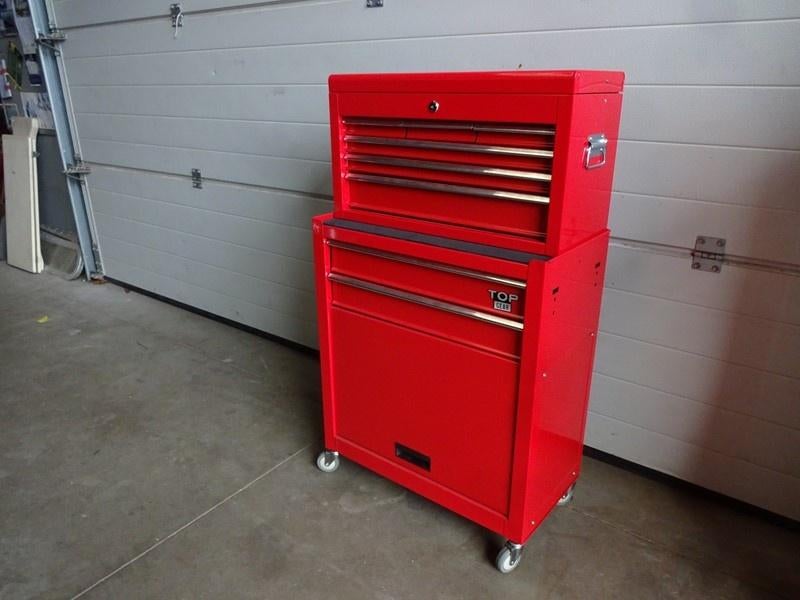 Gereedschapswagen Top Gear, met opzetkist in rood, Ophalen, Nieuw