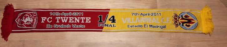 FC Twente - Villarreal sjaal, 1/4 finale 2011, Verzamelen, Sportartikelen en Voetbal, Zo goed als nieuw, Vaantje of Sjaal, F.C. Twente