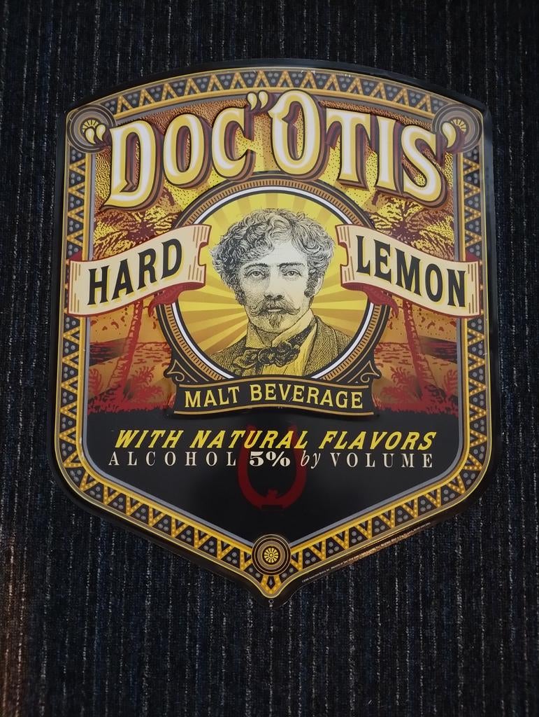 Doc Otis Hard Lemon Bier reclamebord, Ophalen of Verzenden, Zo goed als nieuw, Reclamebord, Plaat of Schild, Overige merken