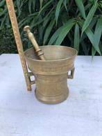 Antieke grote zware koperen Vijzel met Stamper, Ophalen of Verzenden, Koper