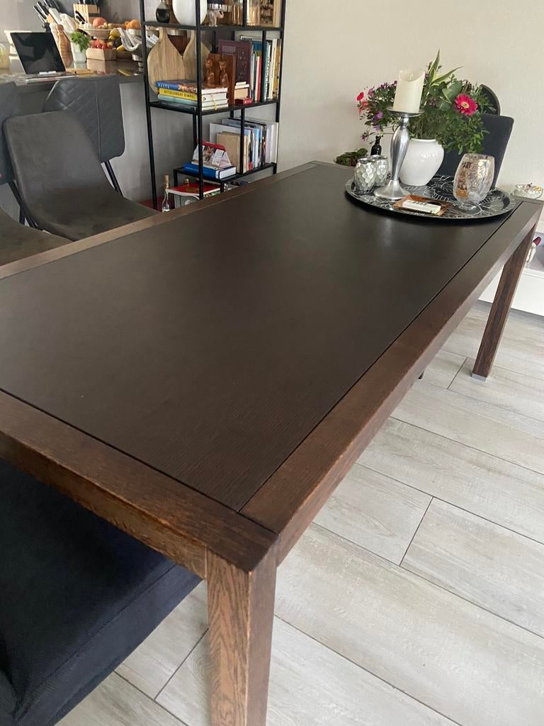 Eetkamertafel met  4 stoelen, Huis en Inrichting, Strak modern, Gebruikt, Rechthoekig, Overige houtsoorten