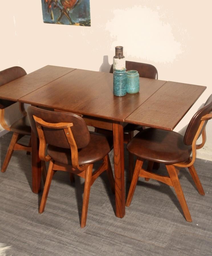 Jaren 50 vintage mid century eethoek, Ophalen, Gebruikt, -, 4 tot 6 stoelen