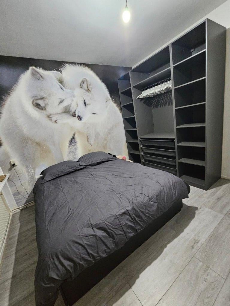 Ikea Nordli bed zwart + Matras 160x200, Ophalen, Gebruikt, Zwart, Tweepersoons