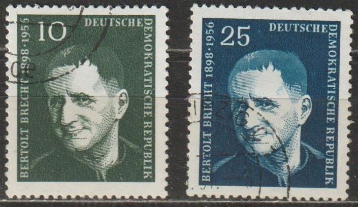 1392. DDR 593/94 gest. Bertholt Brecht, Ophalen of Verzenden, DDR, Gestempeld