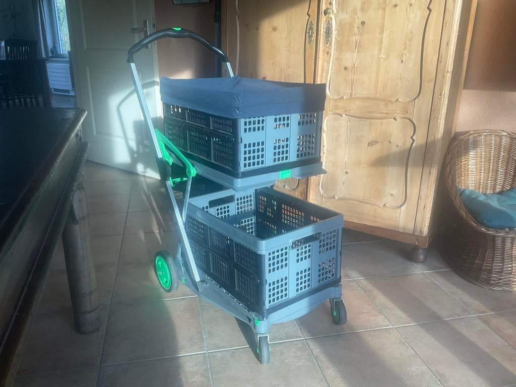 Claxwagen clax trolley boodschappenkar 2 kratten + regenhoes, 60 tot 80 liter, Ophalen of Verzenden, Zo goed als nieuw, Transportkar