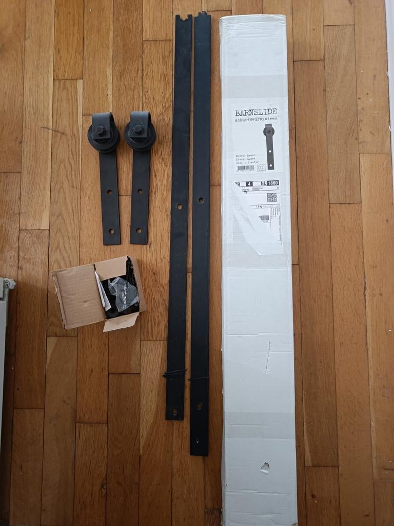 2x Barnslide schuifdeursysteem zwart, 2 meter rail, Doe-het-zelf en Verbouw, Deuren en Horren, Ophalen, Binnendeur, Nieuw, Schuifdeur