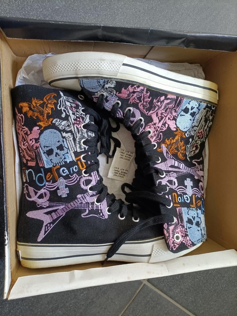 London underground hoge sneakers gothic metal rock 37/38, Kleding | Dames, Schoenen, Ophalen, Zwart, Sneakers of Gympen, Gedragen