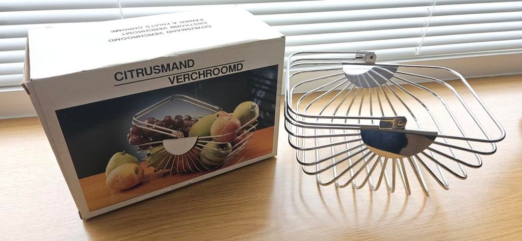 Vintage Fruitmand Chroom - jaren 80, Overige typen, Zilver, Ophalen of Verzenden, Zo goed als nieuw