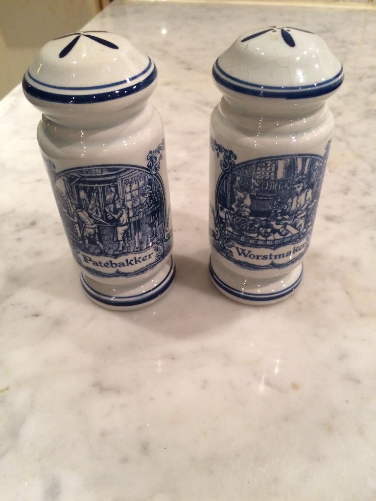 Vintage Delfts Blauw Peper en Zout Set Stegeman Deventer, Ophalen, Overige materialen, Overige typen, Gebruikt