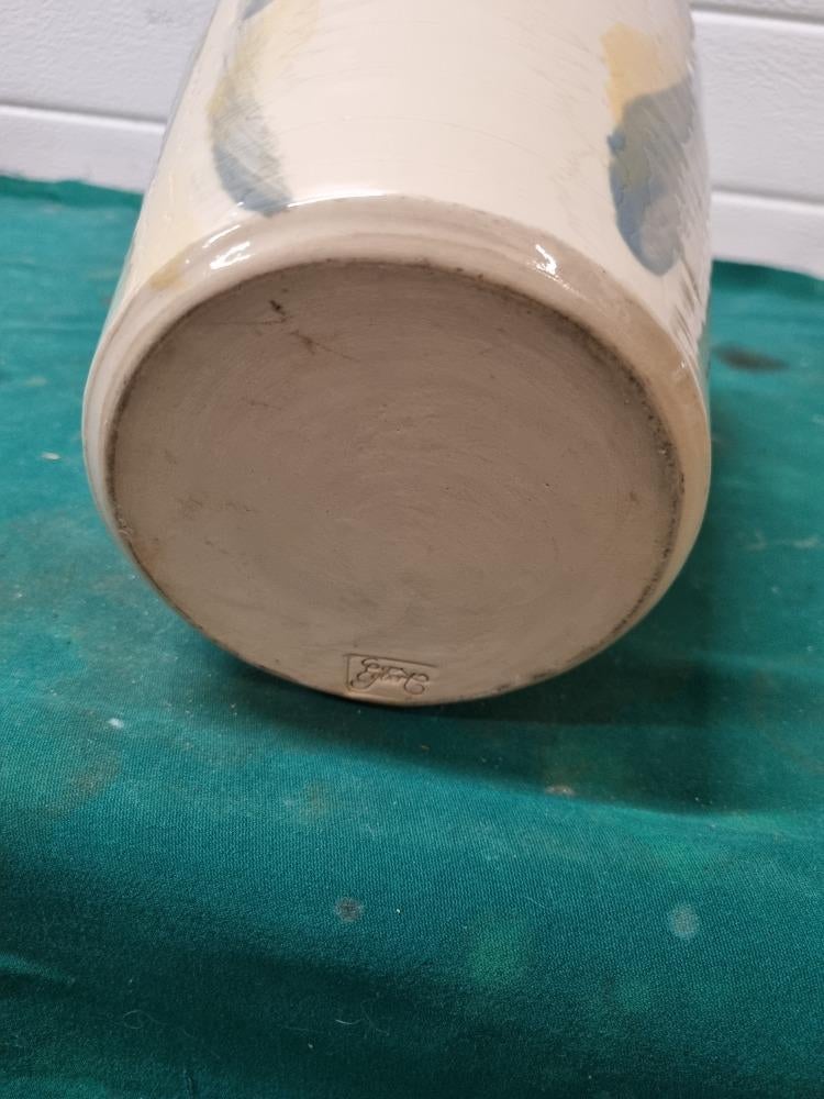 bloempot vaas met groen/gele vegen egbert design, Tuin en Terras, Bloempotten, Ophalen of Verzenden, 'T Olde Gre-j, Info@toldegrej.nl