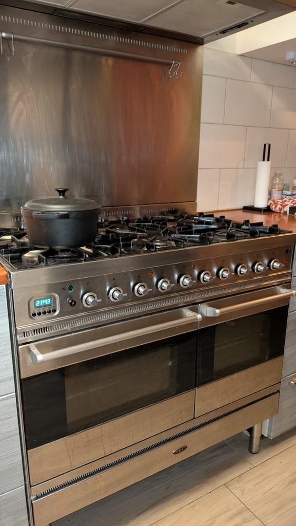 Boretti gasfornuis 6 pits, dubbele elektrische ovens, Witgoed en Apparatuur, Fornuizen, Ophalen, Gebruikt, 60 cm of meer, Gas