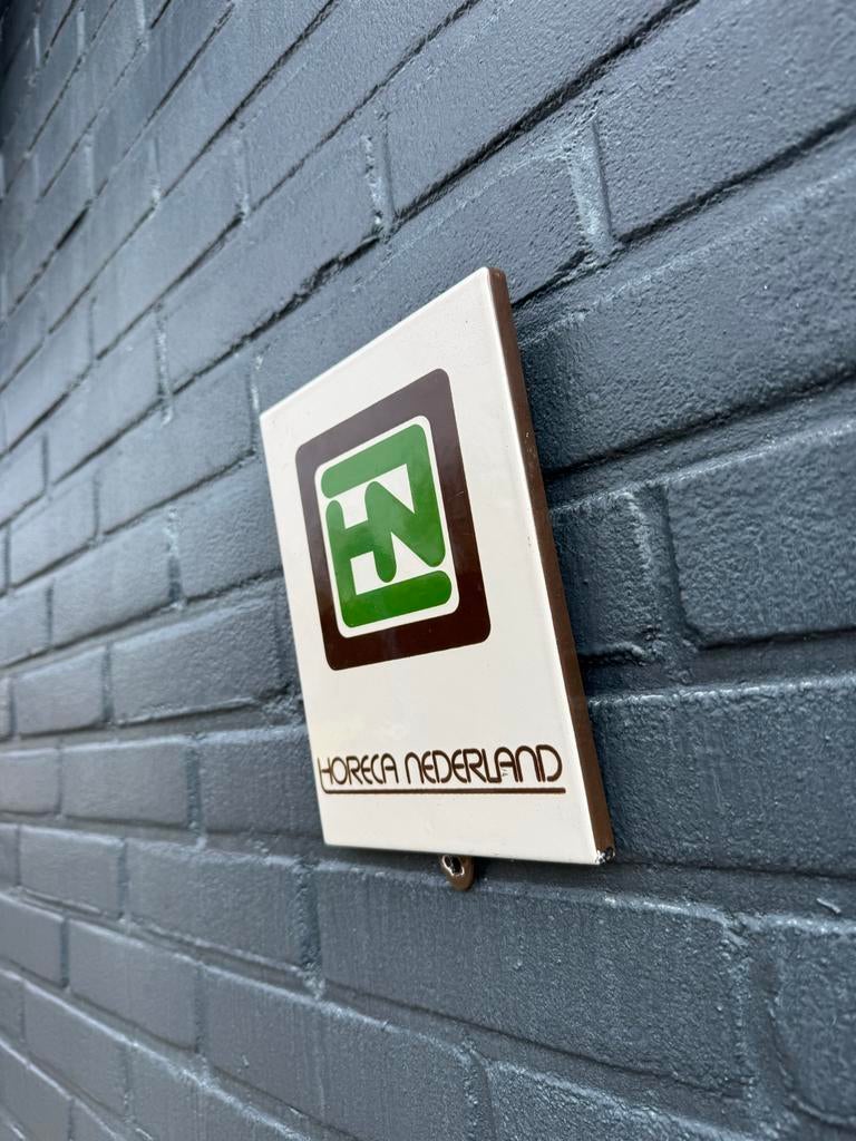 Vintage Horeca Nederland emaille gevelbord, Ophalen, Reclamebord, Gebruikt, .