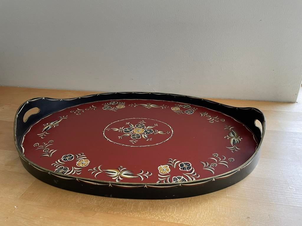 Dienblad Hindeloopen, Huis en Inrichting, Woonaccessoires | Dienbladen, Gebruikt, Hout, Ovaal, Ophalen of Verzenden