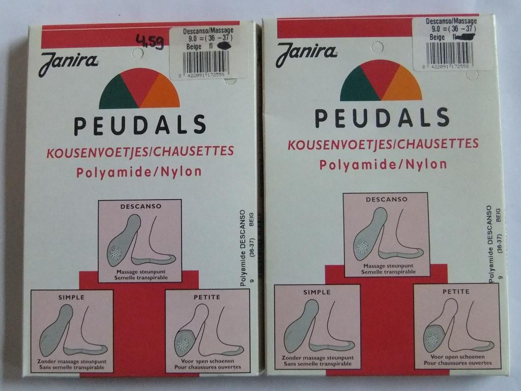 2 paar Janira Peudals kousevoetjes 36/37 met massage steunpu, Sokken en Kniesokken, Janira, Verzenden, Beige