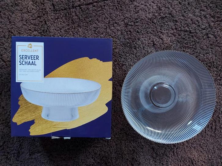 AH Excellent Serveerschaal ø 25,5 cm Nieuw, Huis en Inrichting, Keuken | Servies, Nieuw, Schaal of Schalen, Overige stijlen, Glas