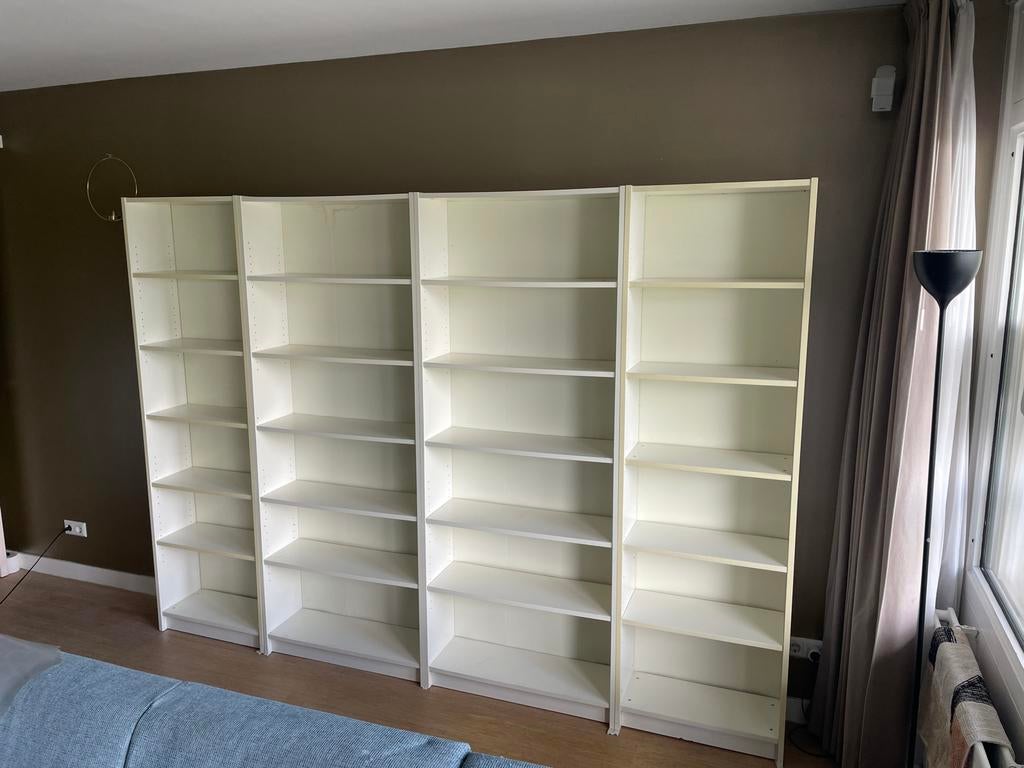 GRATIS 4x IKEA Billy Boekenkast - Wit, Met plank(en), Gebruikt, 200 cm of meer, Minder dan 25 cm