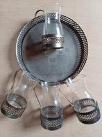 Verzilverd Dienblad met 4 Kannetjes in Verzilverde Houder, Antiek en Kunst, Ophalen