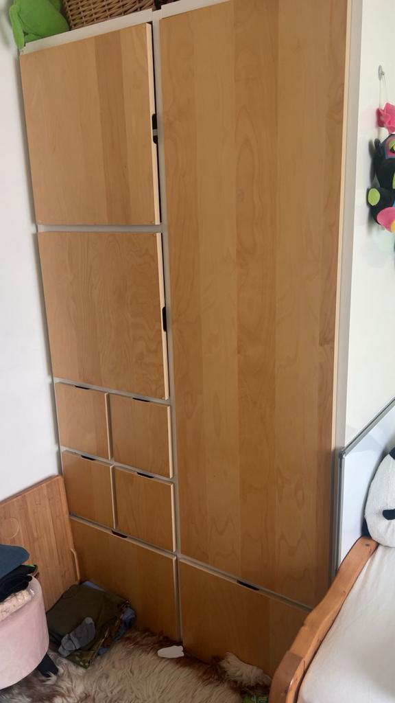 Kledingkast hout en wit, 50 tot 100 cm, Zo goed als nieuw, Eikenhout, 150 tot 200 cm