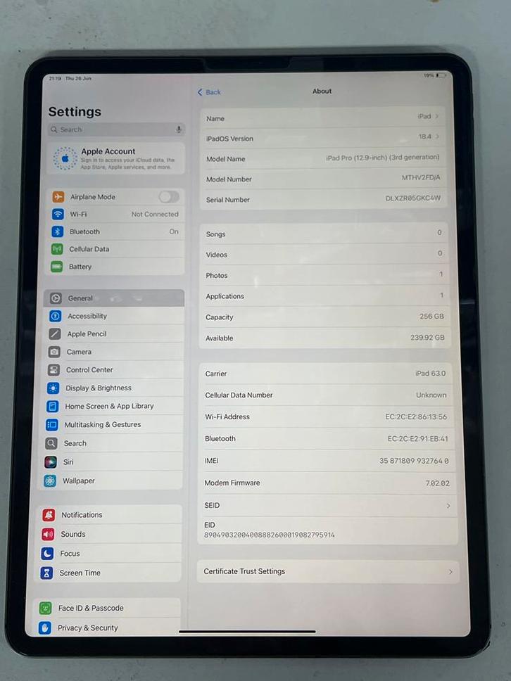 iPad Pro (12.9-inch) (3e generatie) 256GB Wi-Fi, Computers en Software, Apple iPads, Zo goed als nieuw, Apple iPad Pro, Wi-Fi