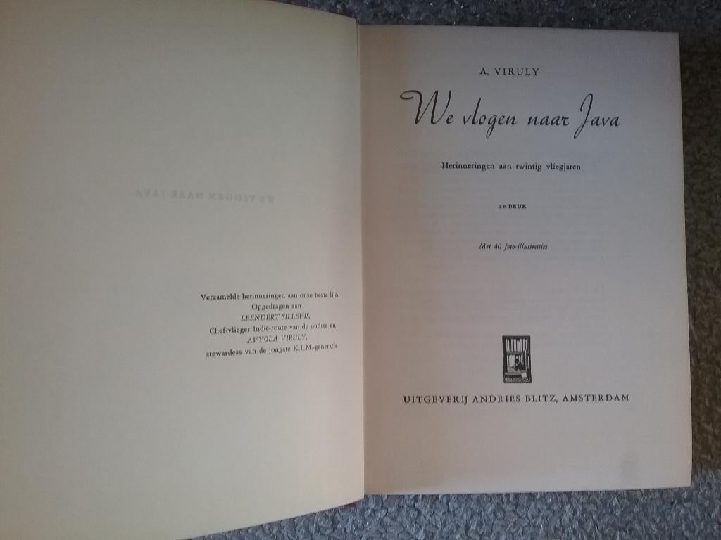We vlogen naar Java - 20 jr herinnering / A Viruly (1949), Ophalen of Verzenden, Gebruikt, Boek of Tijdschrift