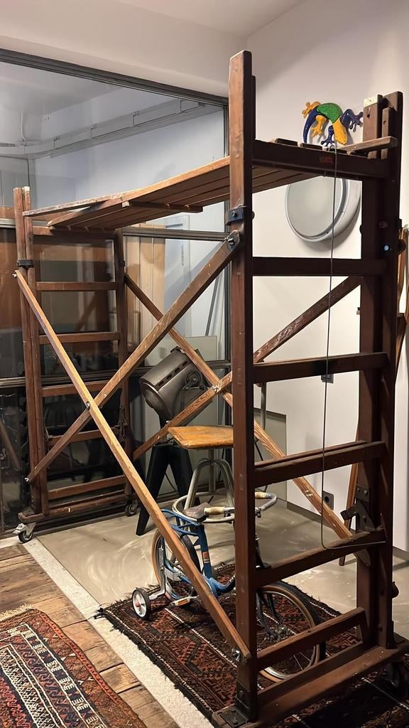 Houten rolsteiger., Doe-het-zelf en Verbouw, Steigers, Gebruikt, Rolsteiger of Kamersteiger, 5 meter of hoger, Ophalen