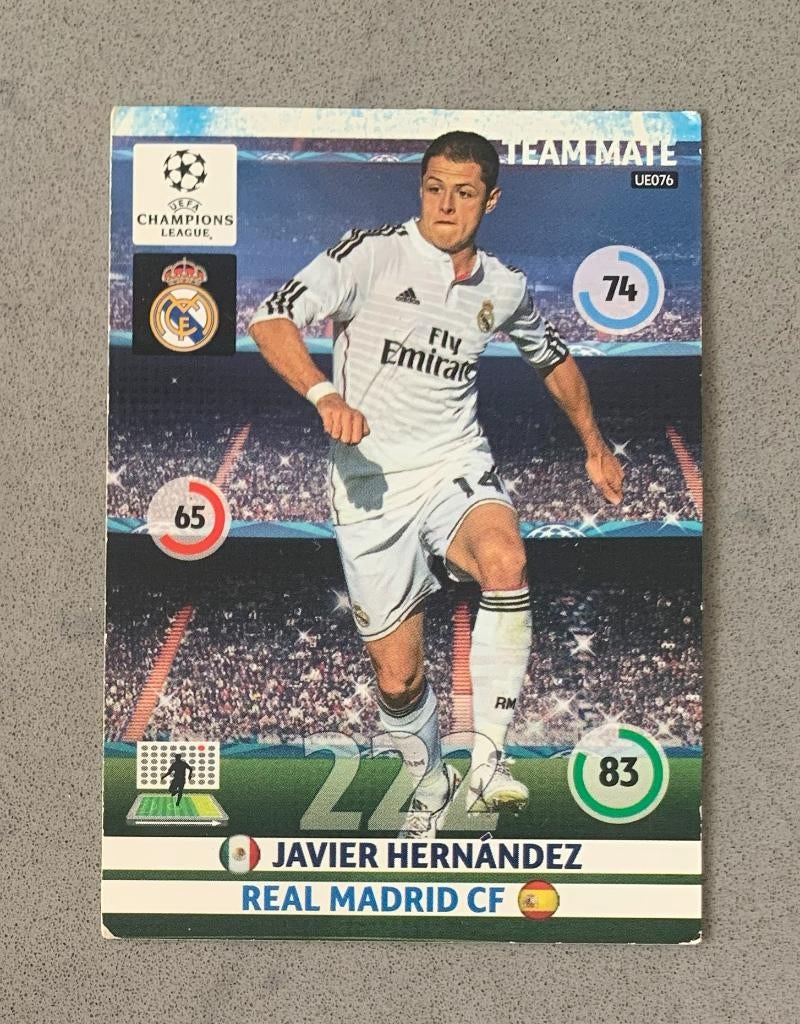 Panini ADRENALYN EURO 2014 JAVIER HERNÁNDEZ Real Madrid, Ophalen of Verzenden, Gebruikt, Buitenlandse clubs, Poster, Plaatje of Sticker