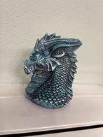 Blauwe Drakenkop Spaarpot - Fantasie Beeld Collectible, Ophalen of Verzenden, Nieuw, Steen, Aardewerk of Keramiek, Overige thema's