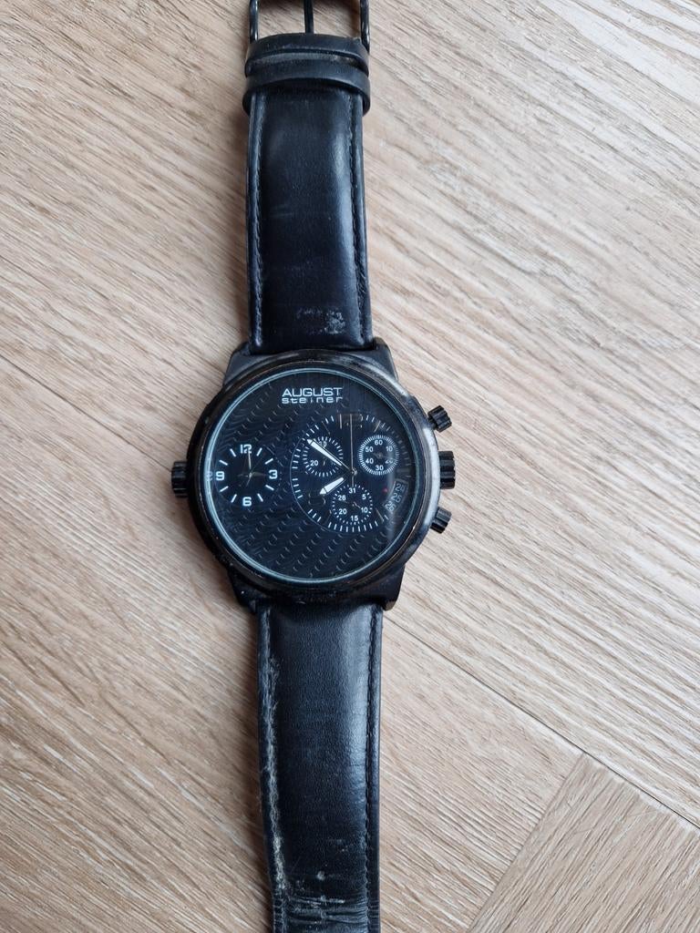 August Steiner horloge en Davis horloge, Ophalen of Verzenden, Zo goed als nieuw, Leer, Overige merken