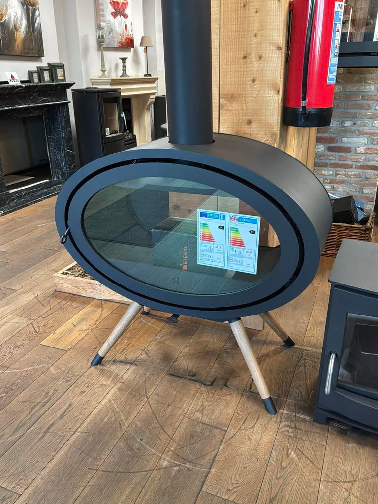 Dik Geurts Oval Front Legs Houtkachel - Ovale Design Serie, Ophalen, Nieuw, Vrijstaande haard, Houthaard