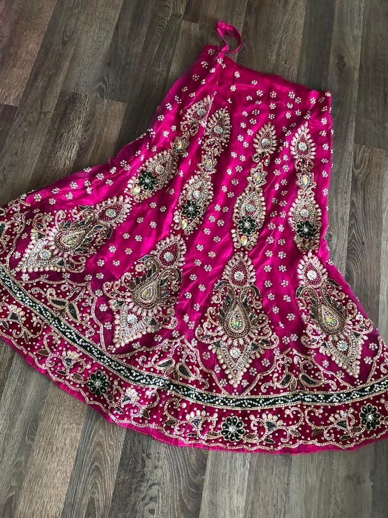 Bollywood bruidslehenga met strass steentjes, Kleding | Dames, Ophalen of Verzenden, Nieuw, Zwart, Overige typen