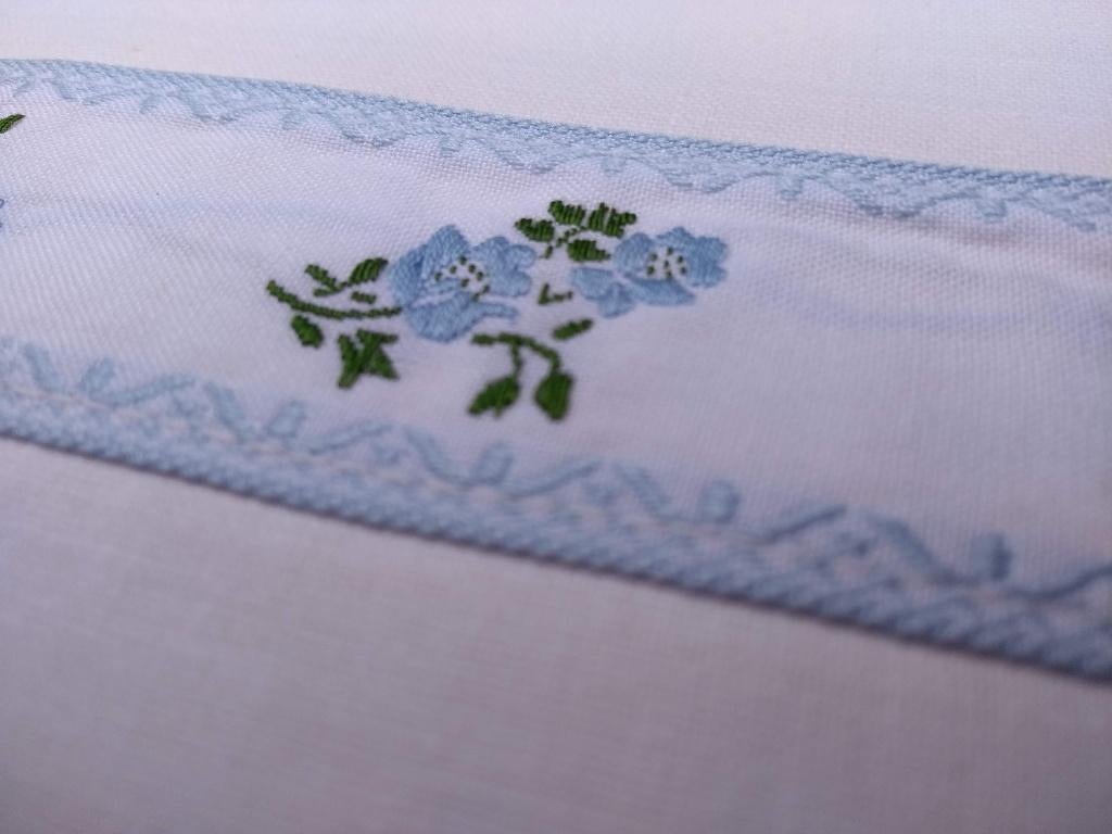 Vintage DELéDRAP 2 lakens blauw groen rand. NEW OLD STOCK!!!, Huis en Inrichting, Slaapkamer | Beddengoed, Nieuw, Overige typen