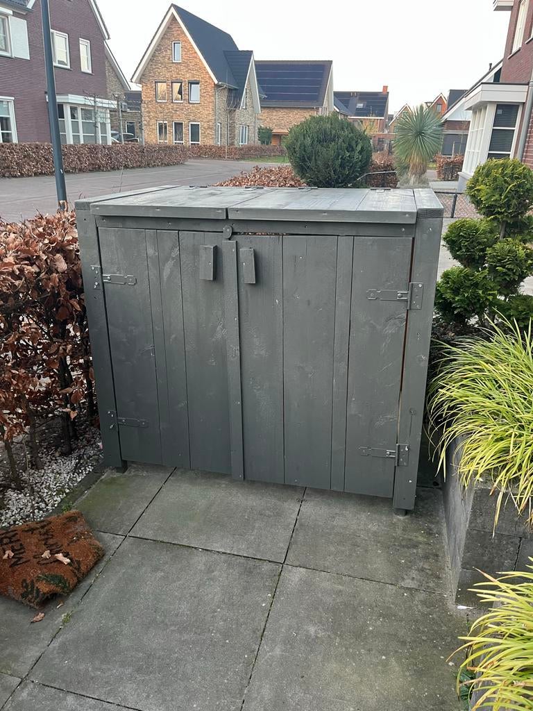 Kliko ombouw voor 2 containers - Grijs hout, Tuin en Terras, Bergingen en Tuinkasten, Ophalen, Gebruikt, Hout, Containerberging
