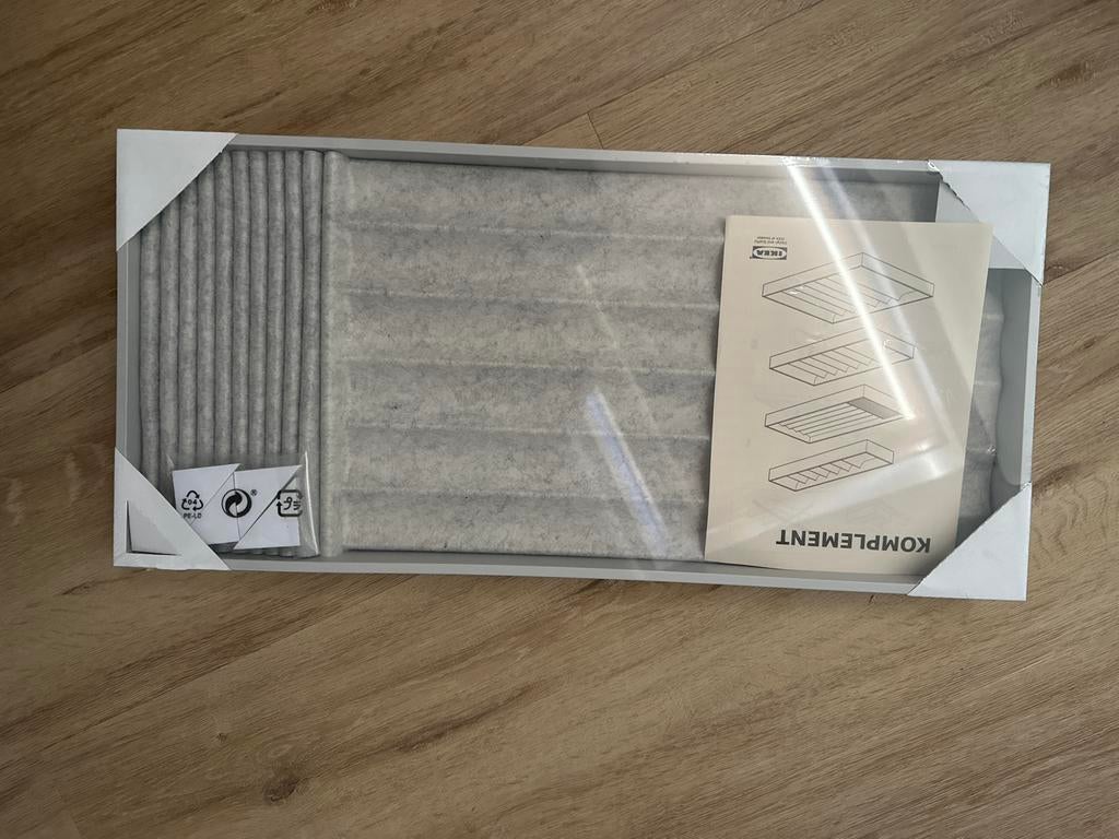 IKEA KOMPLEMENT Lade-inzet met vilt, grijs, 25-53 cm, Zo goed als nieuw, Minder dan 100 cm, 25 tot 50 cm, Overige materialen
