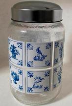 Glazen voorraadpot van Nescafé. Blauw. Hoogte 16 cm., Verzamelen, Merken en Reclamevoorwerpen, Ophalen of Verzenden, Zo goed als nieuw