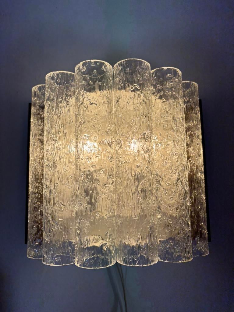 Vintage wandlamp van ijsglas – Doria, Duitsland, jaren 60, Ophalen of Verzenden, Zo goed als nieuw