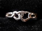 Zilveren 925 zilver ring 2 open hartjes in elkaar 5 maten, Verzenden, Nieuw, 17 tot 18, Dame