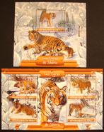 - 728 - 2 Blokken met Siberische Tijgers., Verzenden, Gestempeld, Dier of Natuur