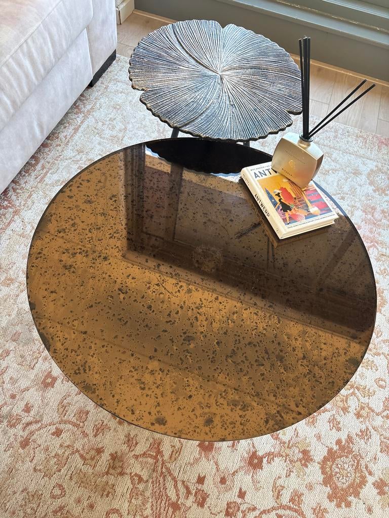 Salontafel set rond brons goud zwart alleen als set te koop, Ophalen, Rond, 50 tot 100 cm, Zo goed als nieuw
