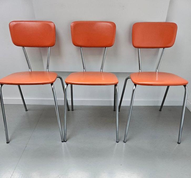 Brabantia Buisstoelen Oranje Jaren 70, Huis en Inrichting, Stoelen, Gebruikt, Overige kleuren, Ophalen