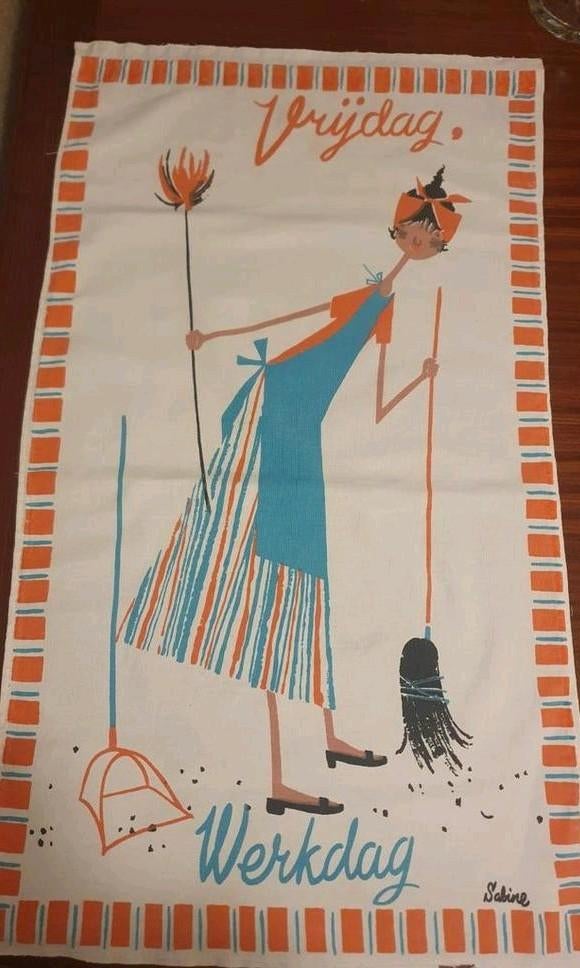 Milvia Zucchi ontwerp mid century 2x theedoeken, Ophalen of Verzenden, Huis en Inrichting